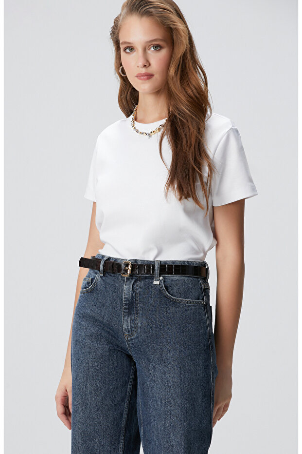 Kırık Beyaz Basic T-shirt - 4