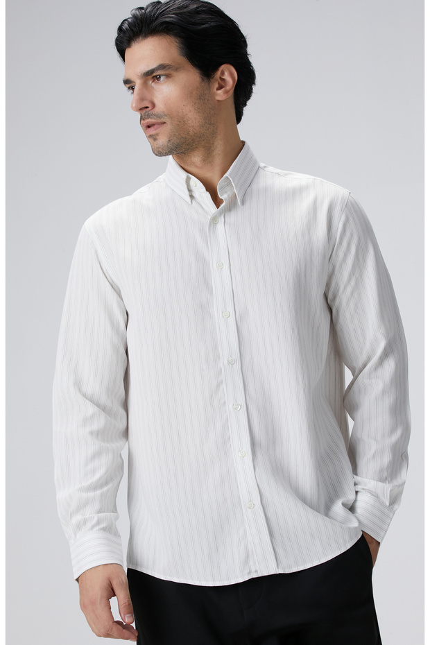 Beyaz Çizgili Gömlek - 1