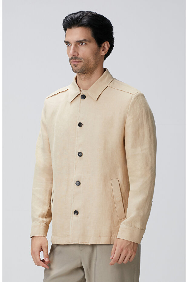 Bej Diyagonal Ceket - 4