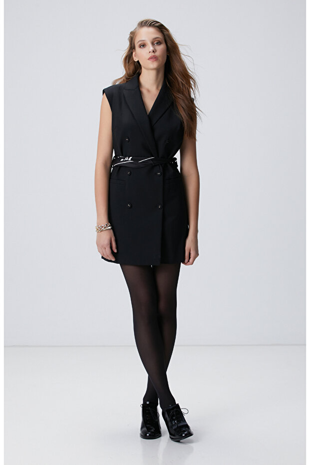 Siyah Mini Elbise - 4