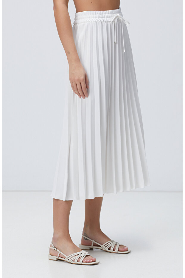 Kırık Beyaz Midi Etek - 4