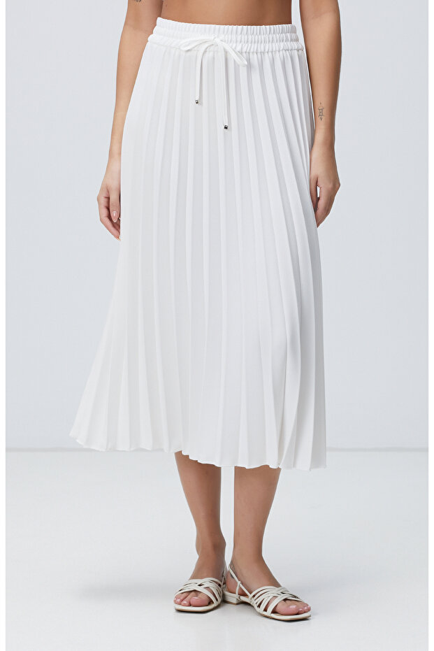 Kırık Beyaz Midi Etek - 3