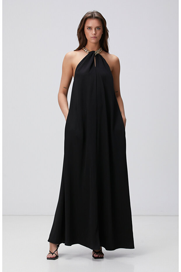 Siyah Maxi Abiye Elbise - 3