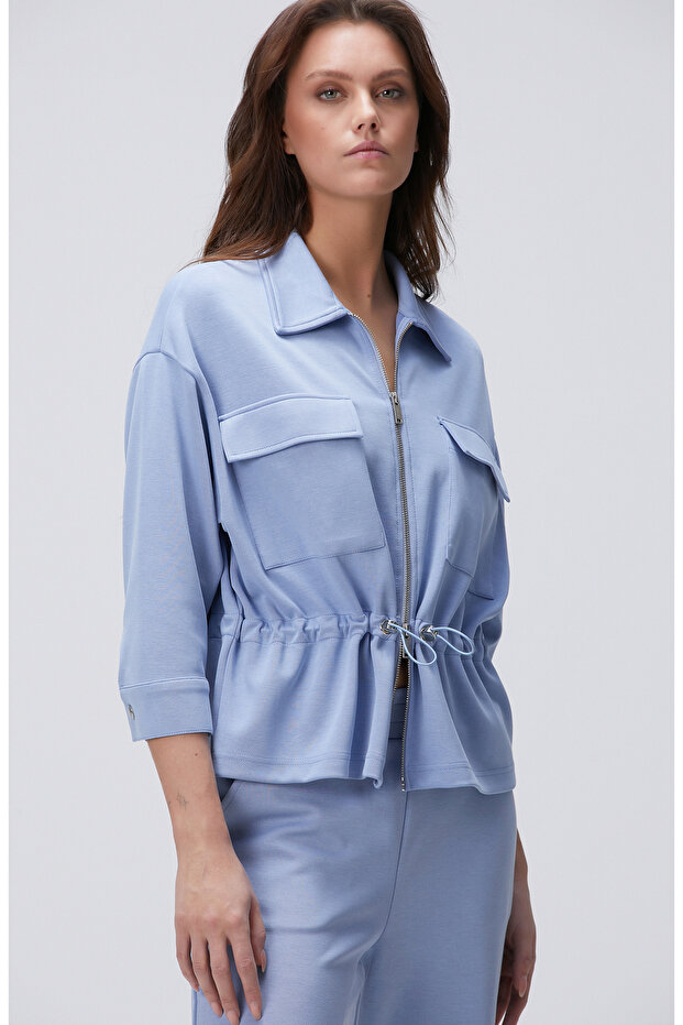 Açık Mavi Modal Karışımlı Ceket - 4