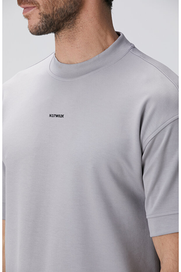 Açık Gri Baskılı Sweatshirt - 7