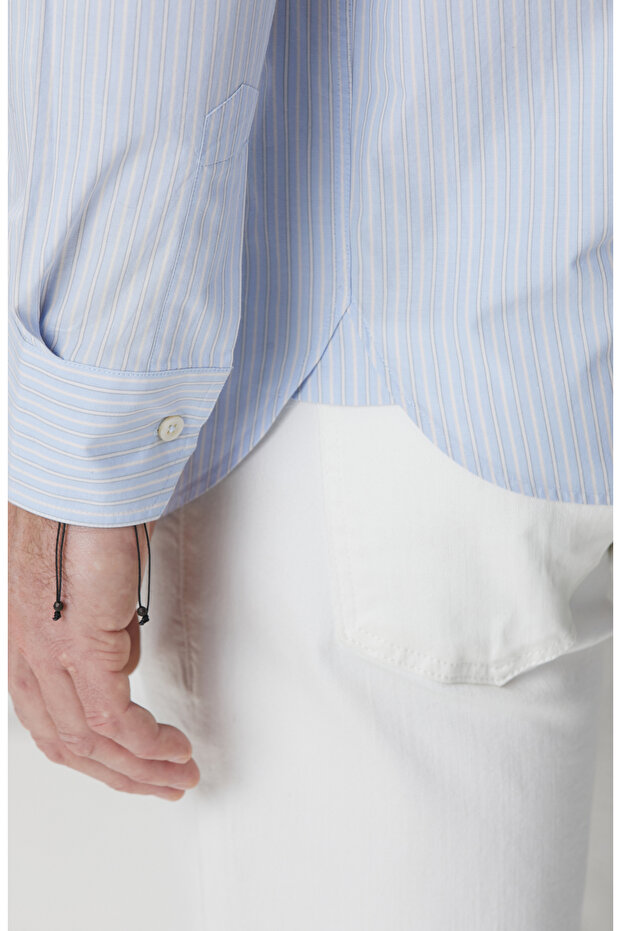 Mavi Çizgili Gömlek - 7