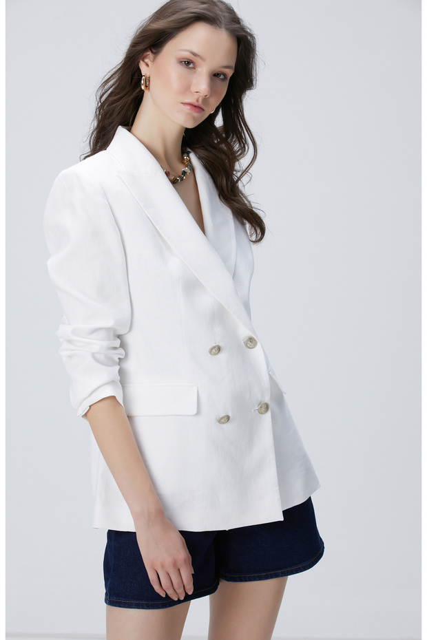 Beyaz Keten Ceket - 1