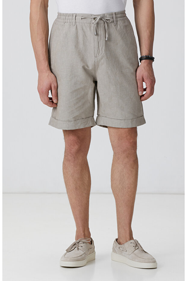 Vizon Keten Karışımlı Şort - 2