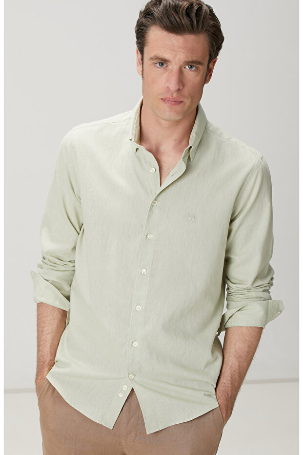 Mint Nane Keten Karışımlı Gömlek - 2