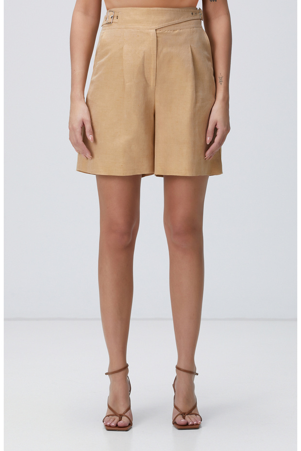 Limited Açık Bej Keten Karışımlı Şort - 3