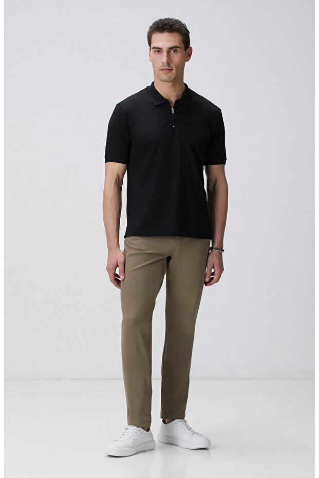 Siyah Polo Yaka Örme T-shirt - 3
