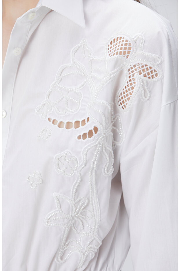 Beyaz Mini Elbise - 5