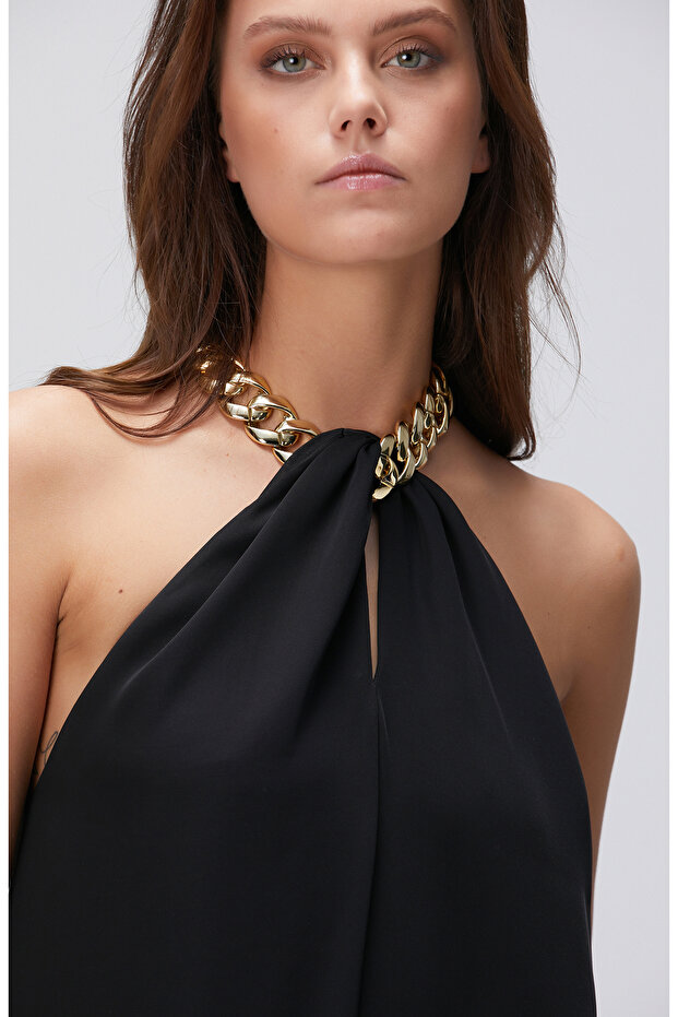 Siyah Maxi Abiye Elbise - 2