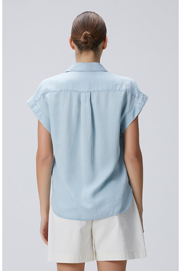 Açık  Mavi  Denim Gömlek - 5