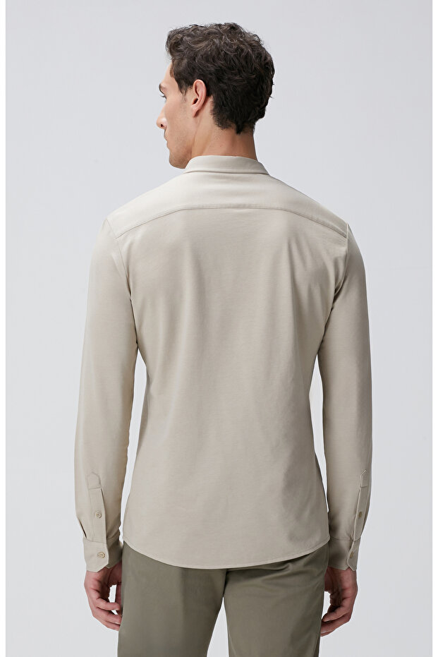 Bej Örme Gömlek - 5