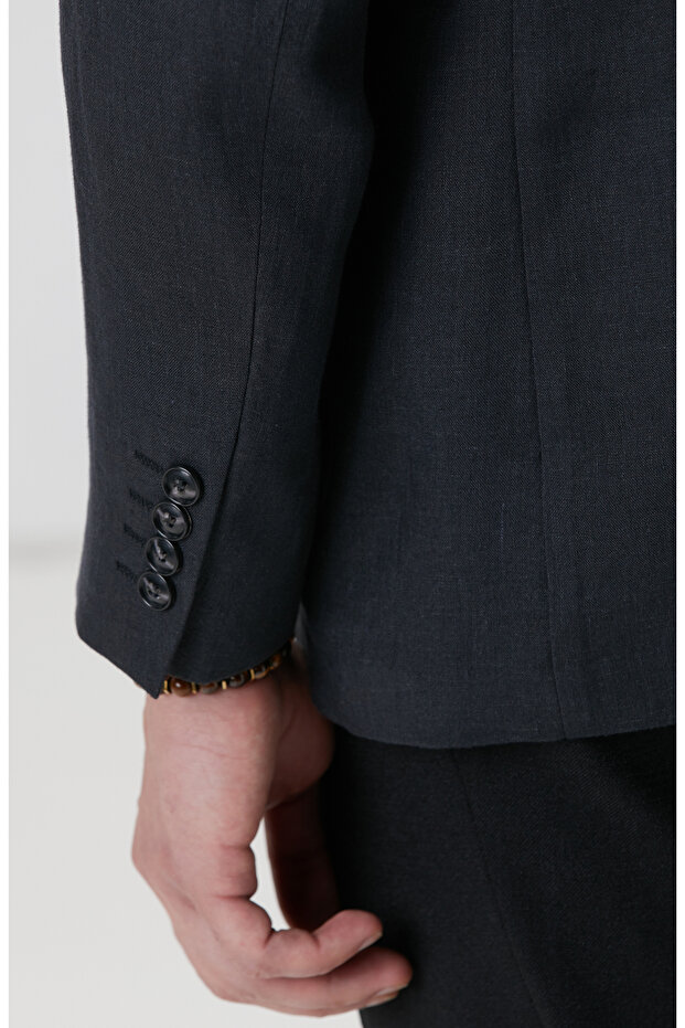 Siyah Keten Ceket - 7