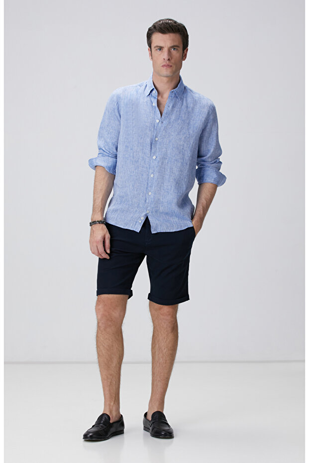 Lacivert Chino Şort - 1