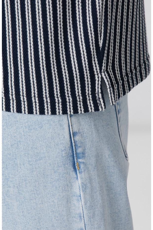 Lacivert Beyaz Gömlek - 8