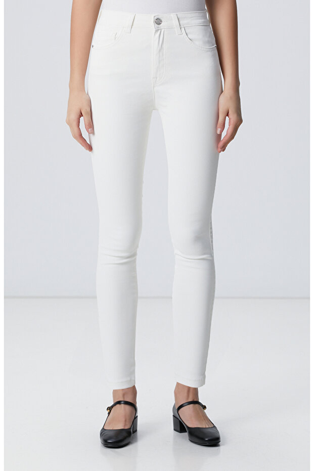 Beyaz Denim Pantolon - 2