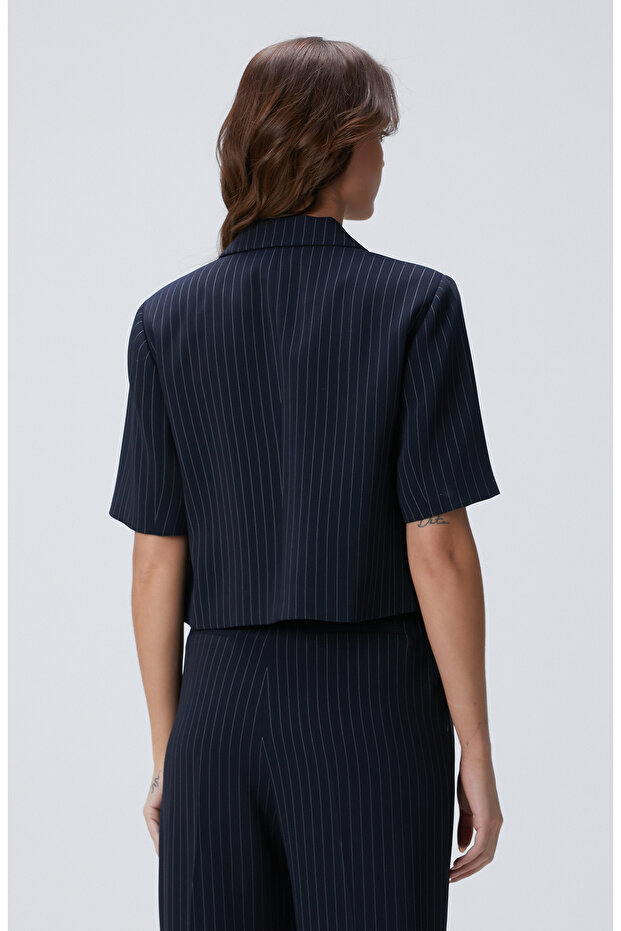 Lacivert Çizgili Ceket - 5