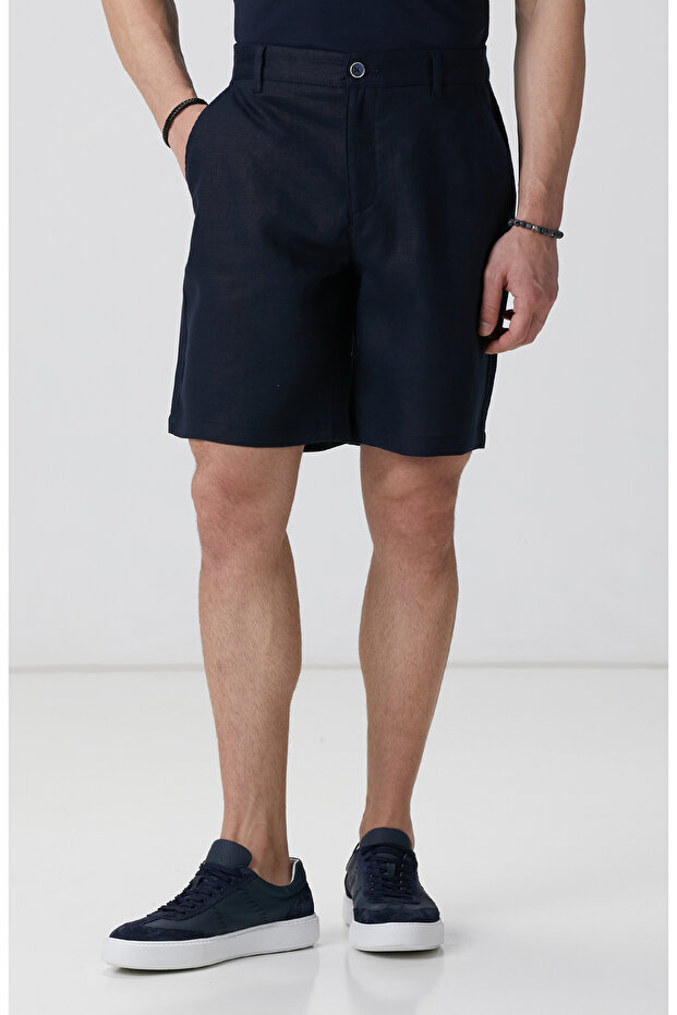 İndigo Keten Chino Şort - 2