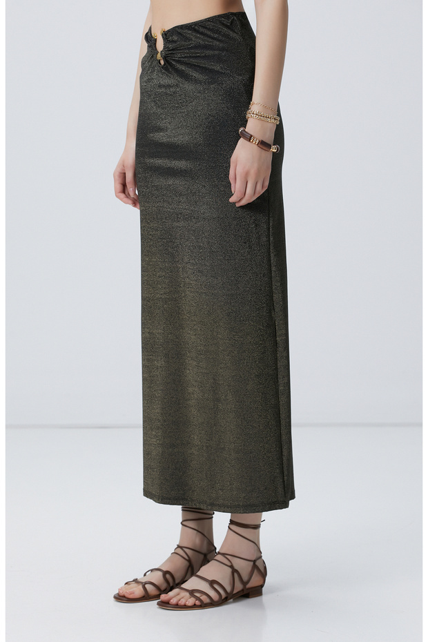 Siyah Gold Maxi Plaj Etek - 4