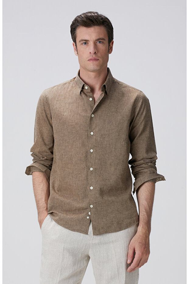 Vizon Keten Karışımlı Gömlek - 1
