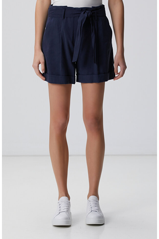 Lacivert Diyagonal Desenli Kısa Şort - 3