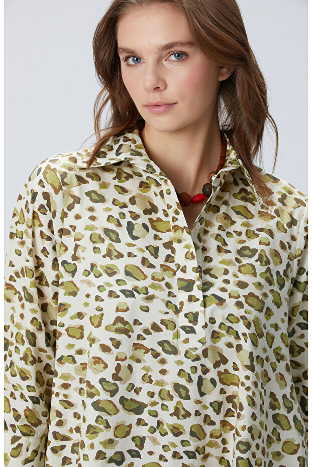 Yeşil Leopar Desenli Elbise - 3