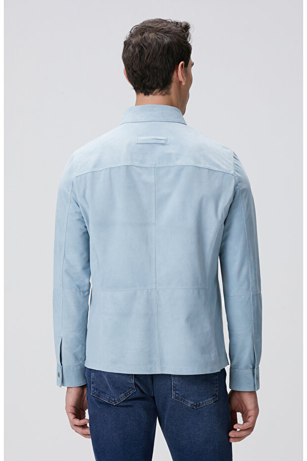 Açık Mavi Süet Mont - 5