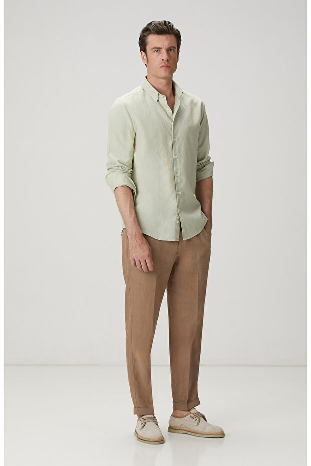 Mint Nane Keten Karışımlı Gömlek - 3