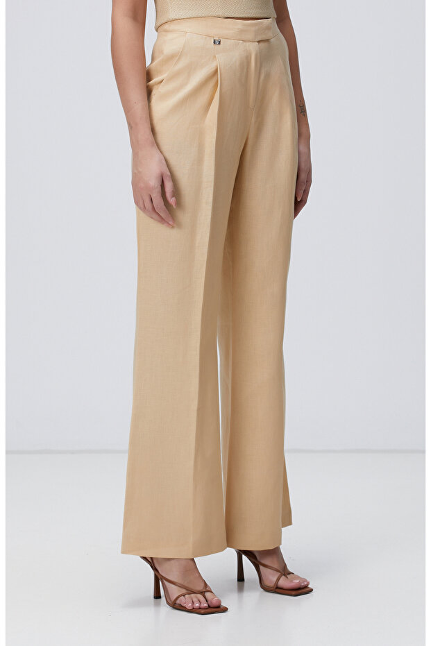 Bej Keten Pantolon - 3