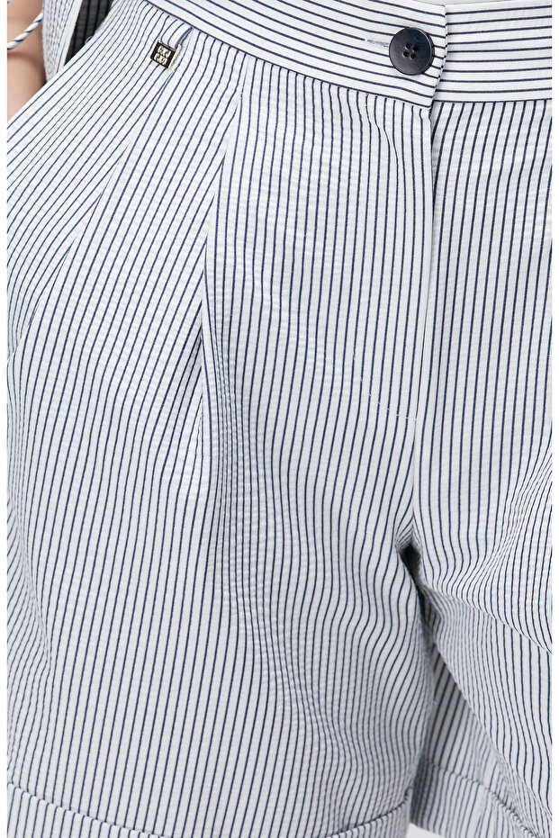 Lacivert Beyaz Şort - 6