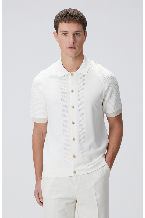 Kırık Beyaz Triko Hırka - 1