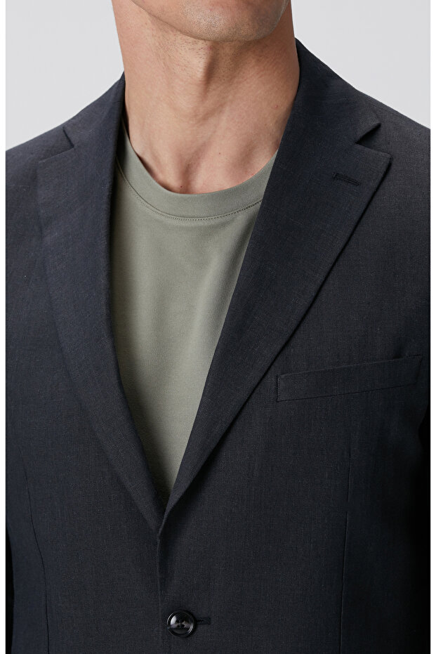 Siyah Keten Ceket - 6