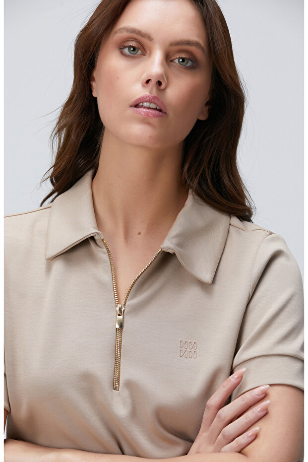 Vizon Polo Yaka Elbise - 2