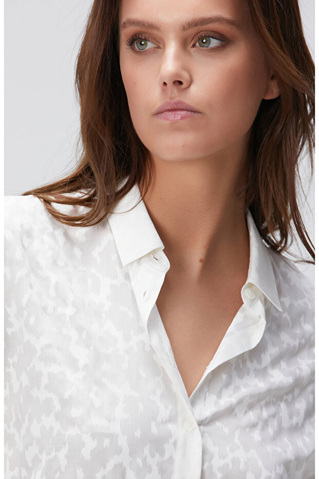 Kırık Beyaz Desenli Gömlek - 2
