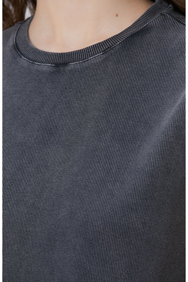 Antrasit Diz Boy Elbise - 6