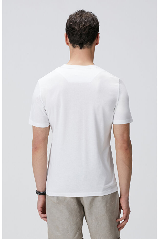 Kırık Beyaz Nakışlı Örme T-shirt - 5
