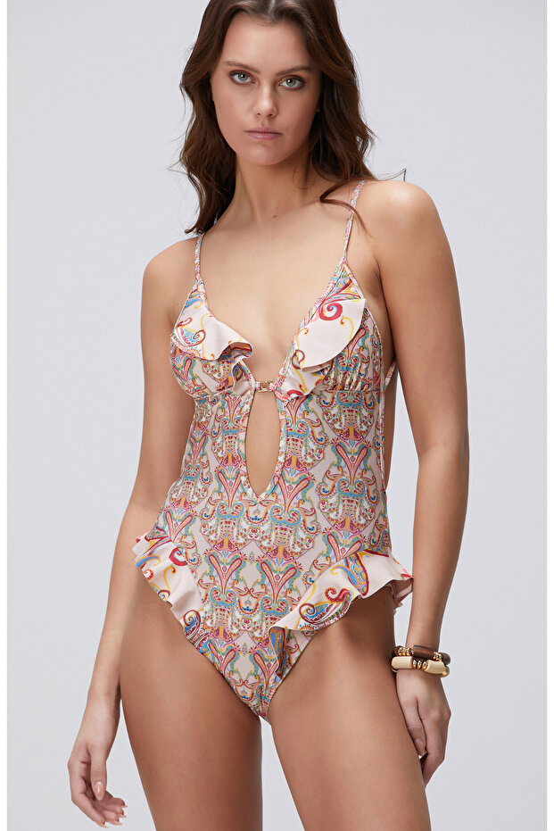 Bej Volan Detaylı Mayo - 1