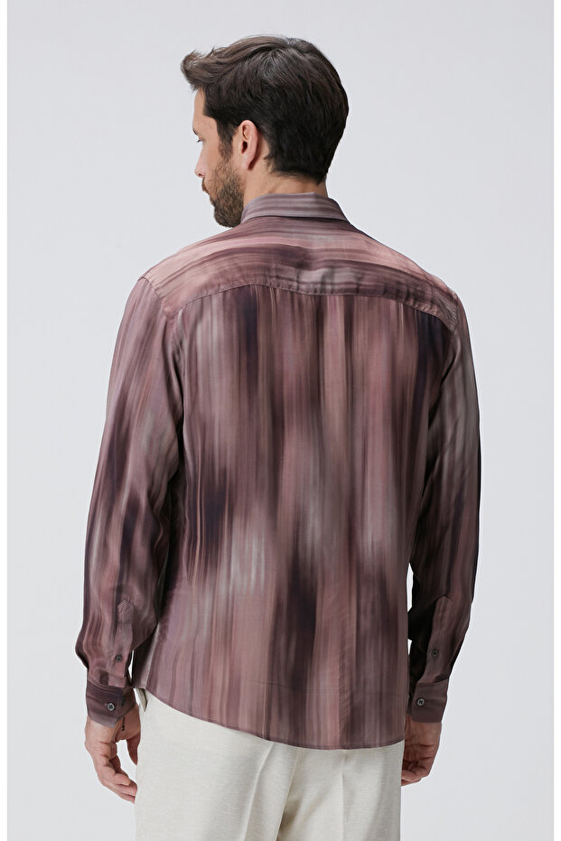 Bordo Baskılı Gömlek - 5