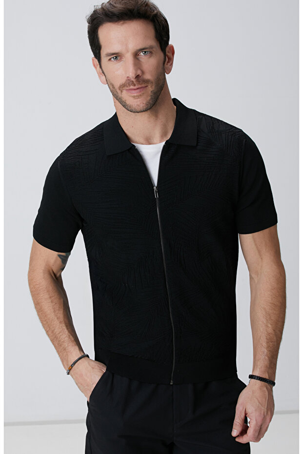 Siyah Triko Gömlek - 1