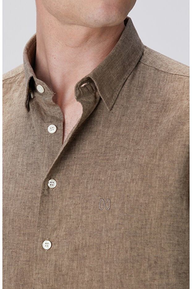 Vizon Keten Karışımlı Gömlek - 6