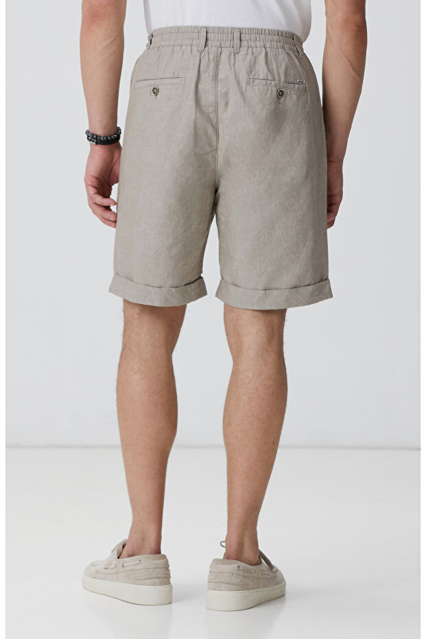 Vizon Keten Karışımlı Şort - 3