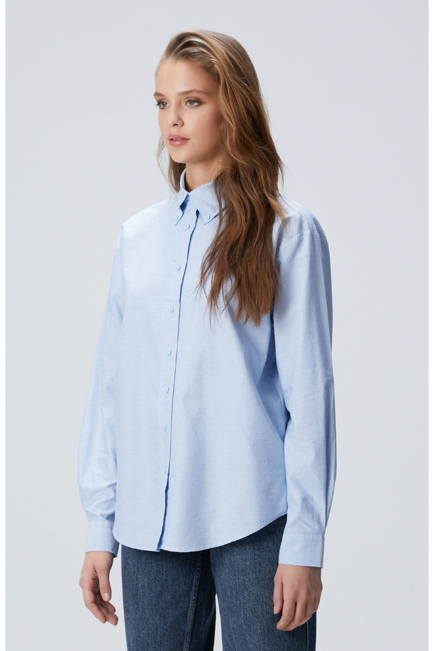 Açık Mavi Oxford Gömlek - 5