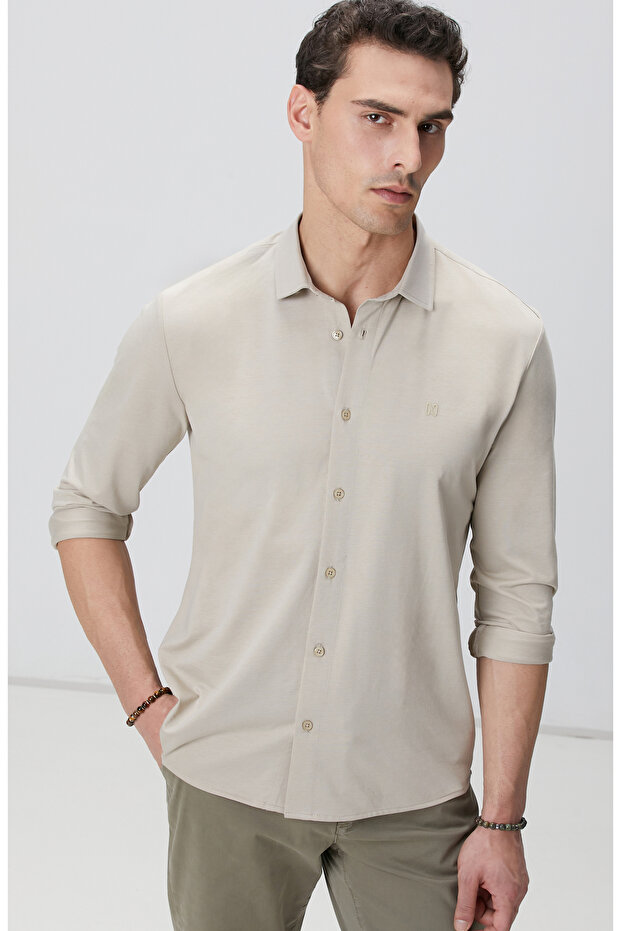 Bej Örme Gömlek - 2