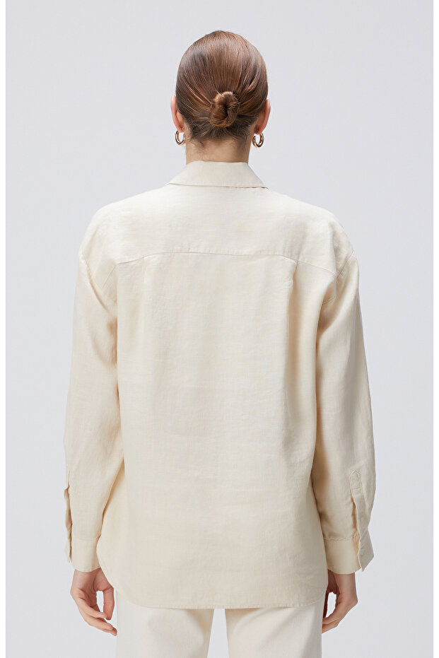 Bej Keten Gömlek - 6
