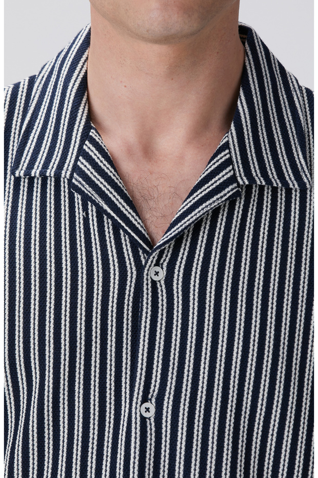 Lacivert Beyaz Gömlek - 6