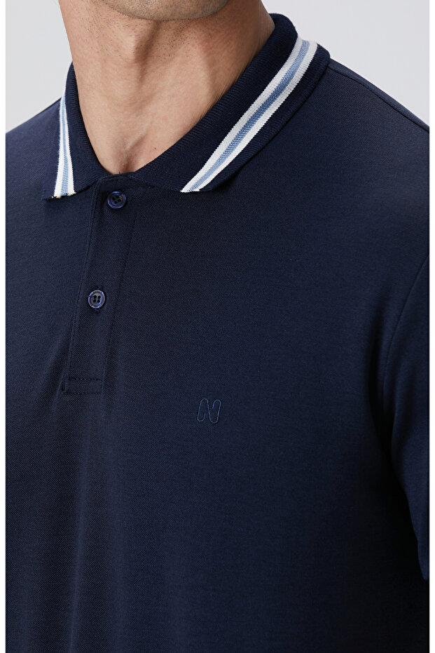 Lacivert Polo Yaka Örme T-shirt - 6