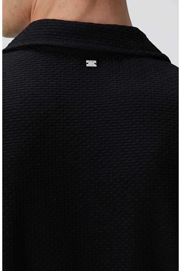 Siyah Örme Gömlek - 7